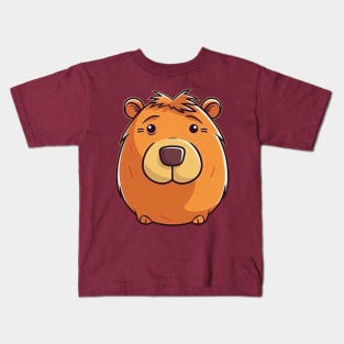 Cartoon illustration of small orange capybara Kids T-Shirt